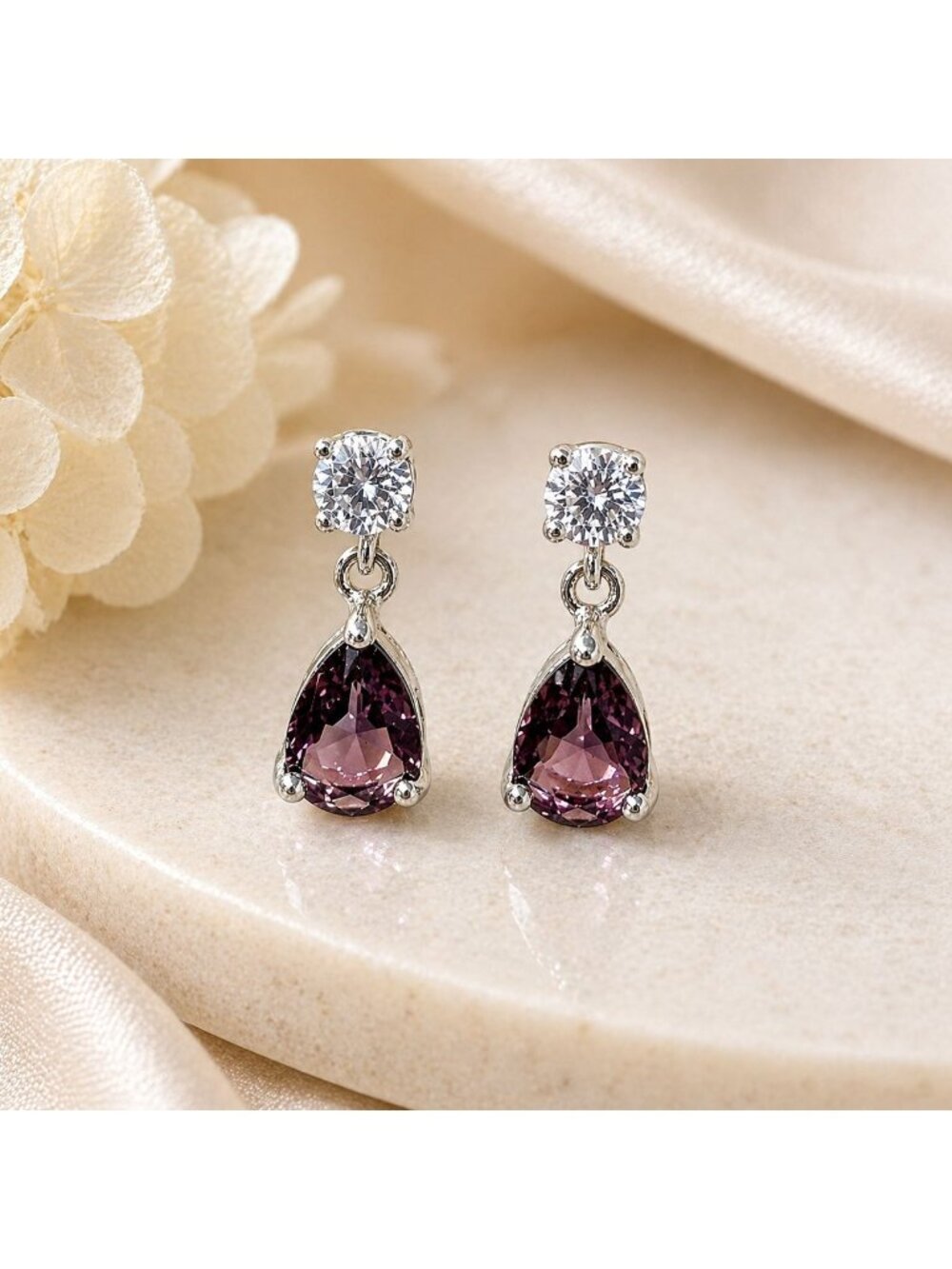 Vintage Amethyst Drop Earrings Made with Swarovski Crystal Silver Y2K Jewelry